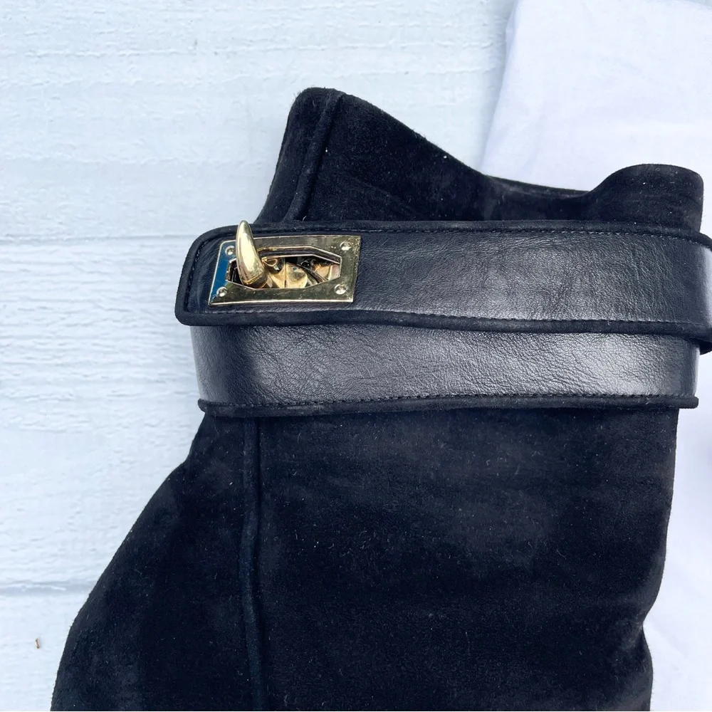 Givenchy Black Suede Wedge Ankle Bootie Size Unknown. See measurements below. - Picture 3 of 15